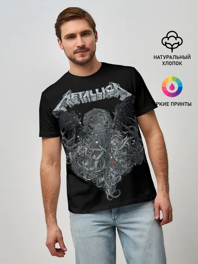 Мужская базовая футболка с принтом «Metallica»
