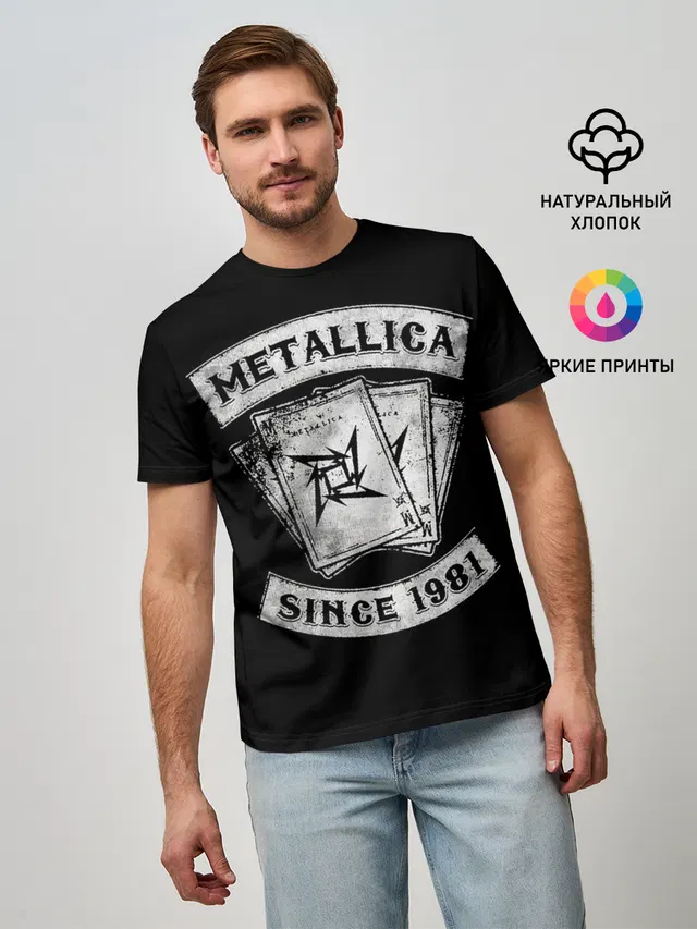 Мужская базовая футболка с принтом «Metallica»
