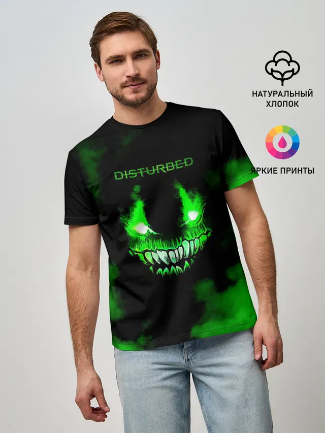Мужская базовая футболка с принтом «Disturbed»