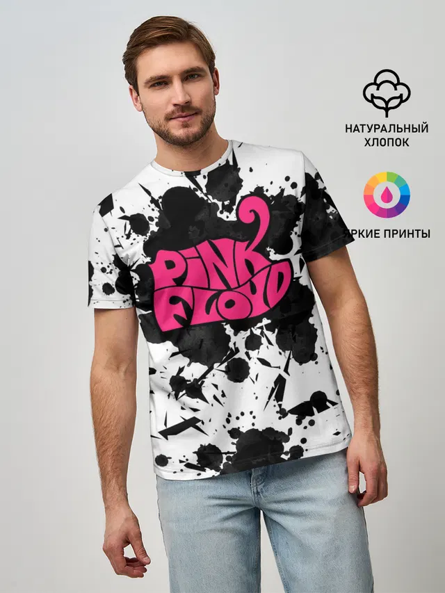 Мужская базовая футболка с принтом «Ink splash»