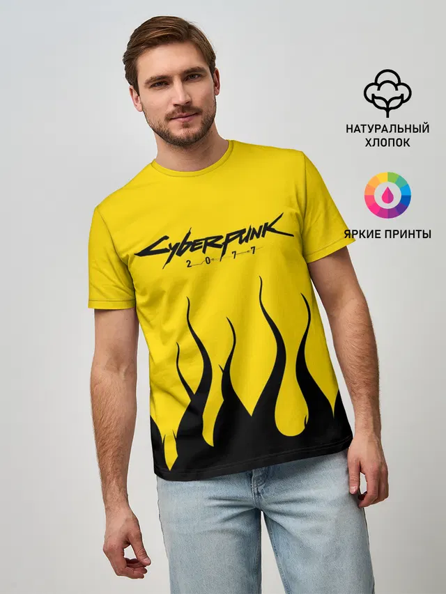 Мужская базовая футболка с принтом «Cyberpunk 2077»