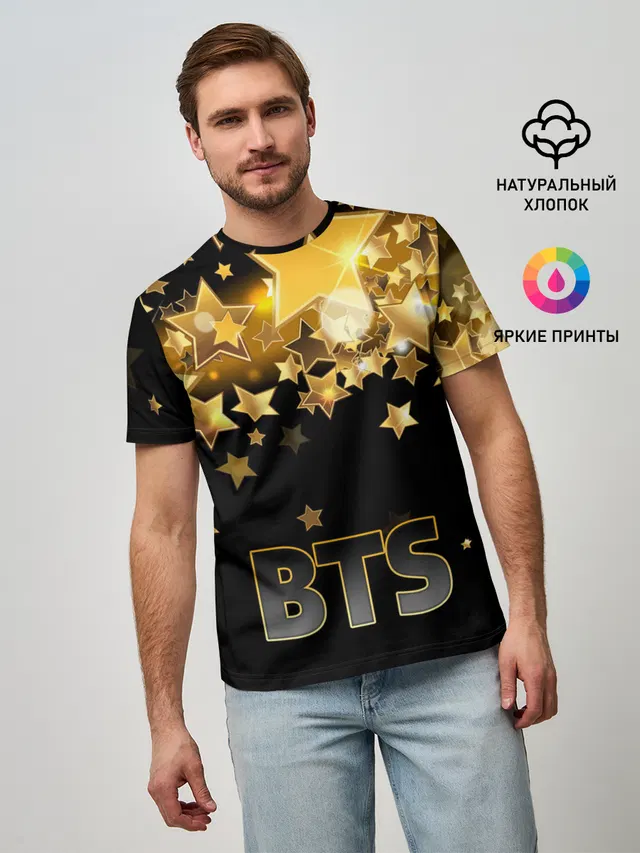 Мужская базовая футболка с принтом «BTS — РЮКЗАК BTS»