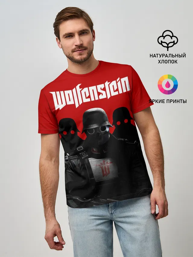 Мужская базовая футболка с принтом «Wolfenstein»