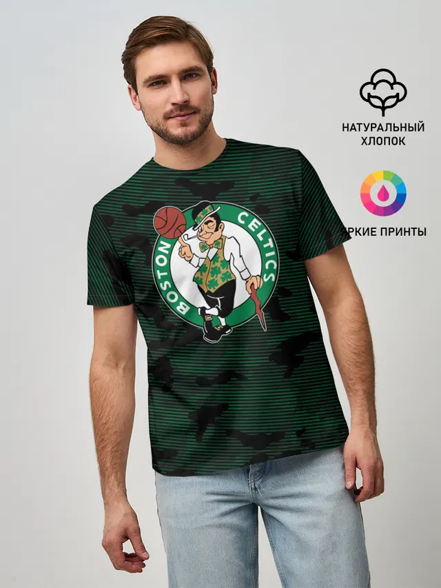 Мужская базовая футболка с принтом «НБА — Boston Celtics»