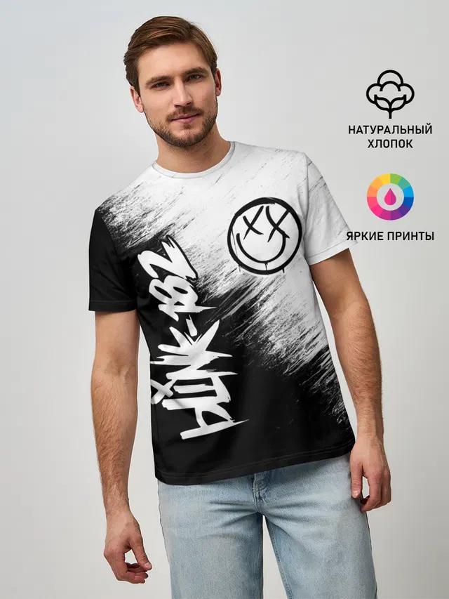 Мужская базовая футболка с принтом «Blink 182»