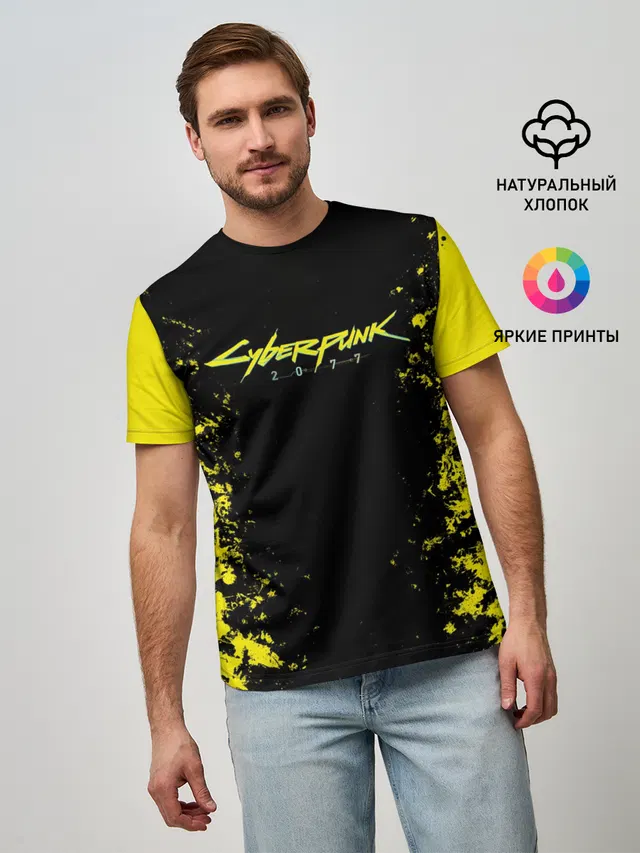 Мужская базовая футболка с принтом «Cyberpunk 2077»