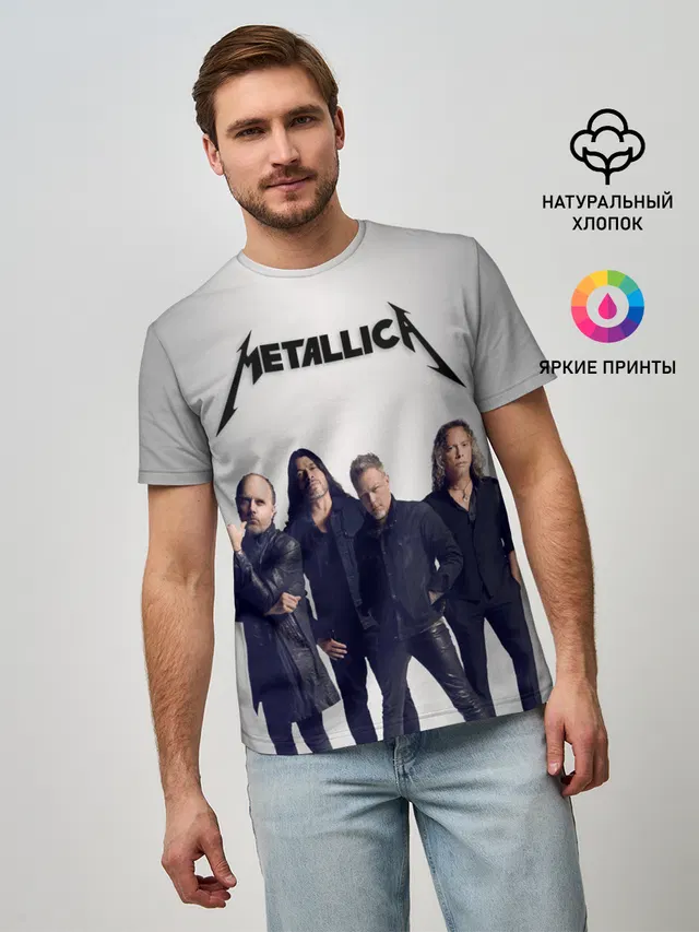 Мужская базовая футболка с принтом «Metallica»