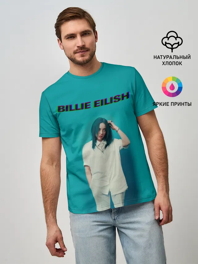 Мужская базовая футболка с принтом «Billie Eilish»