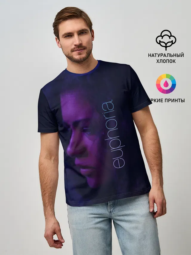 Мужская базовая футболка с принтом «Эйфория — сериал Euphoria»