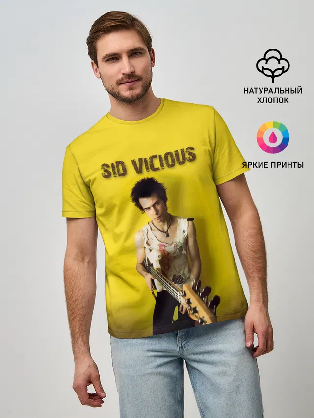 Мужская базовая футболка с принтом «Sex Pistols — Sid Vicious»