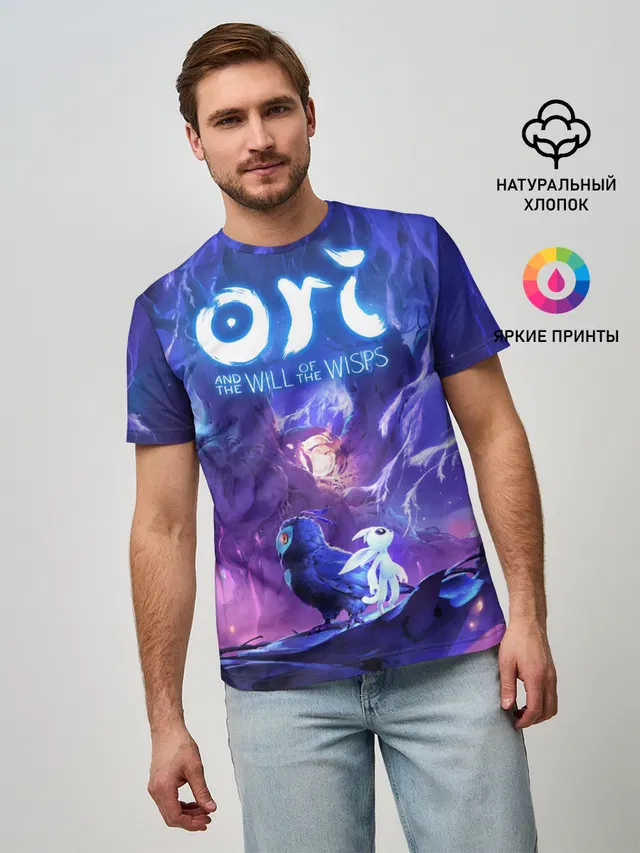 Мужская базовая футболка с принтом «Ori and the will of the wisps — Ori - And The Will Of The Wisp»