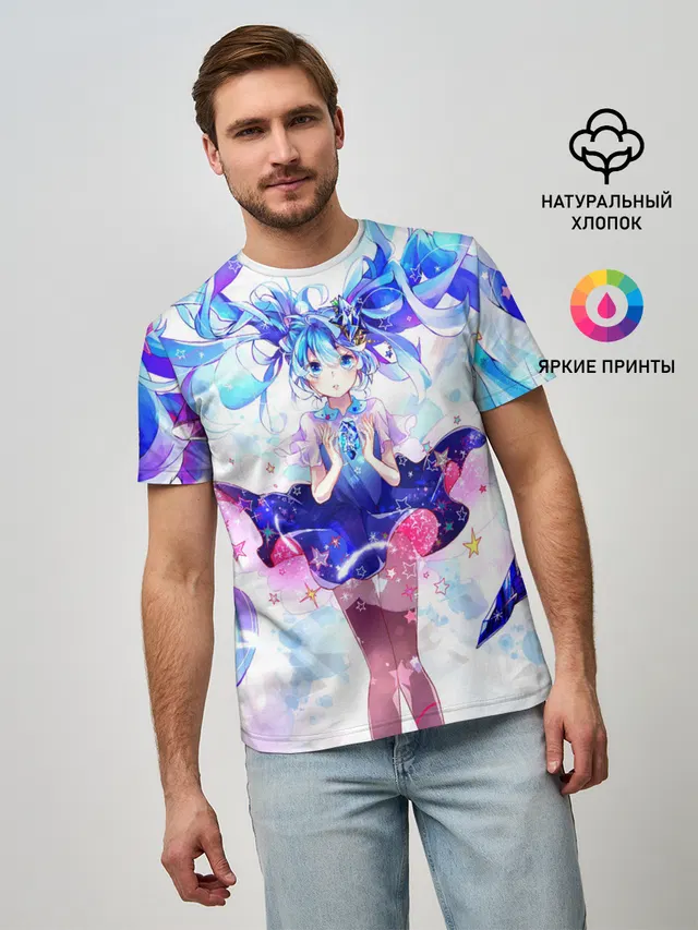 Хацуне Мику на красочном фоне