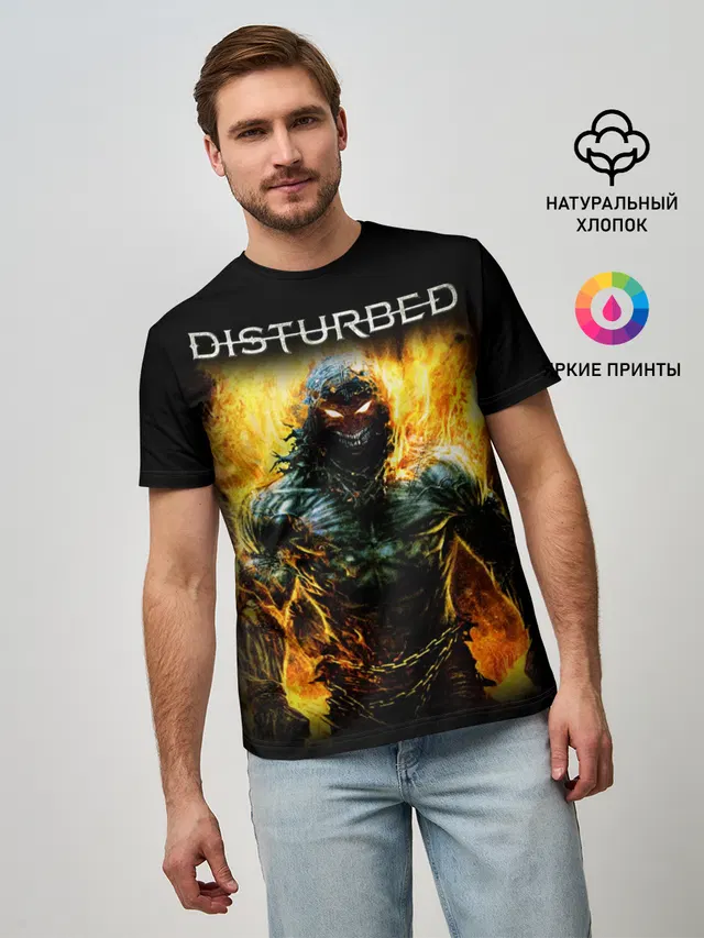 Мужская базовая футболка с принтом «Disturbed»
