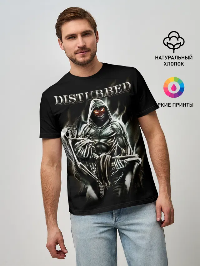 Мужская базовая футболка с принтом «Disturbed»