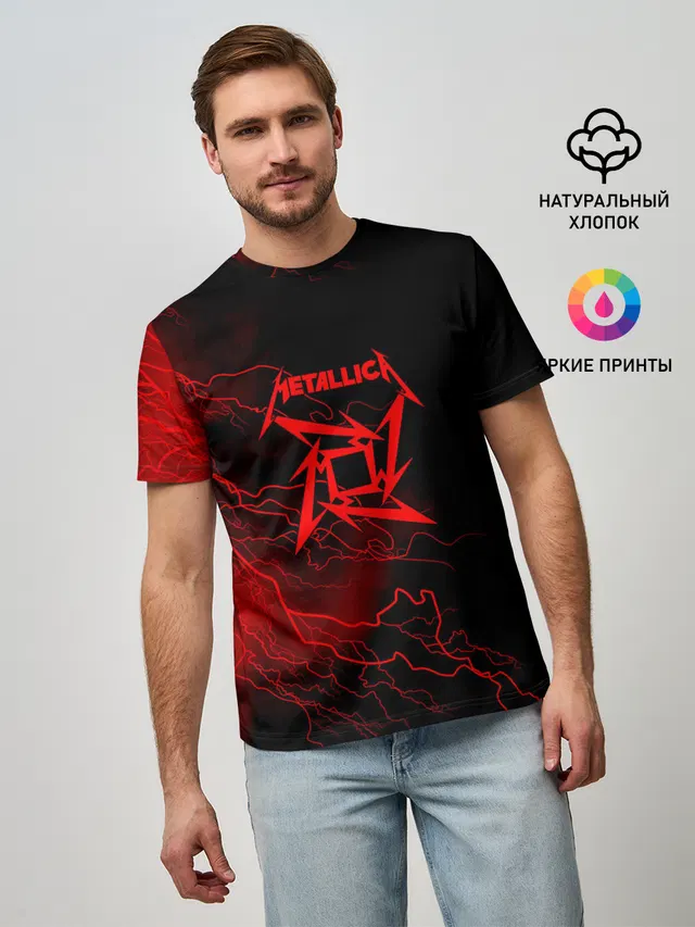 Мужская базовая футболка с принтом «Metallica»