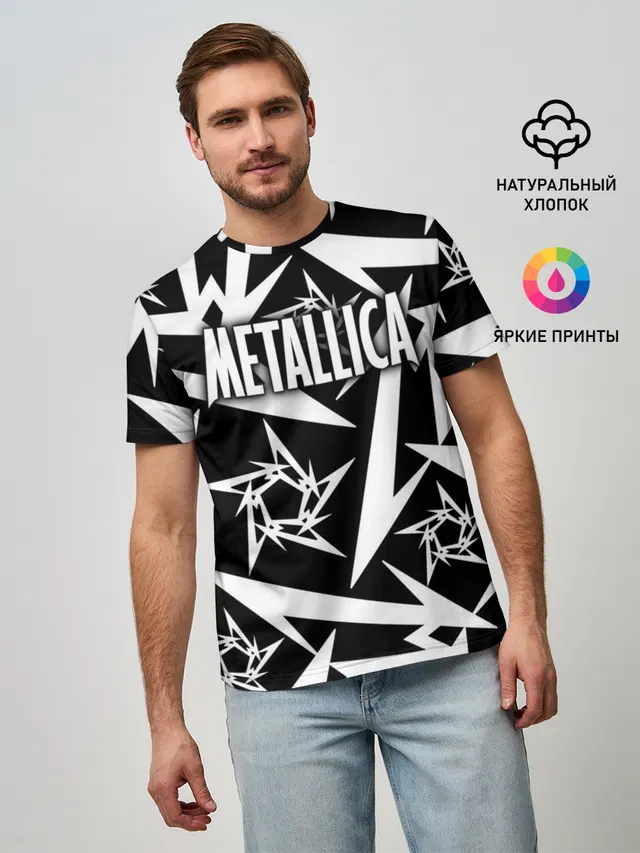 Мужская базовая футболка с принтом «Metallica»