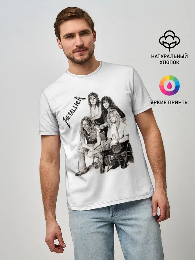 Мужская базовая футболка с принтом «Metallica»
