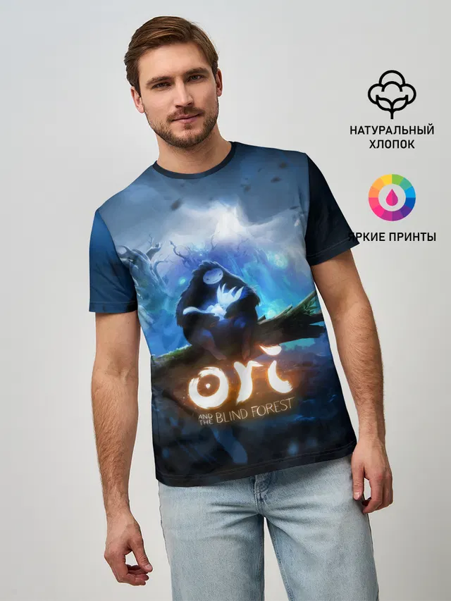 Мужская базовая футболка с принтом «Ori — Ori - And The Will Of The Wisp»
