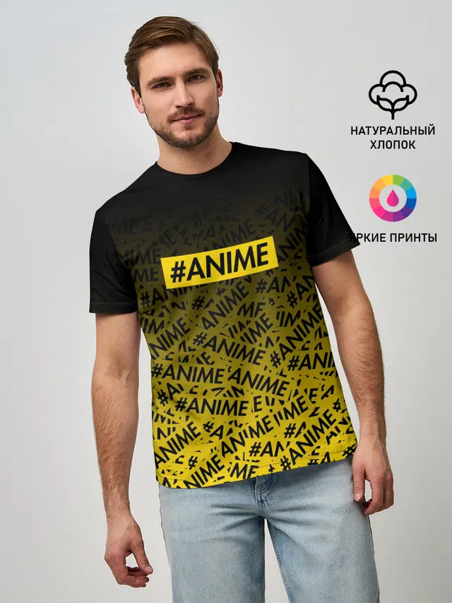 Мужская базовая футболка с принтом «ANIME pattern»