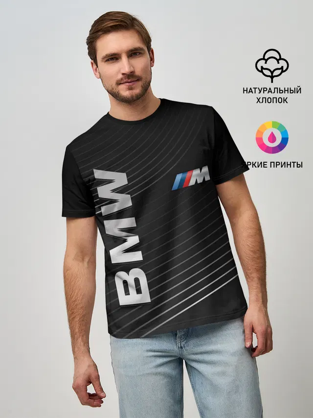 Мужская базовая футболка с принтом «BMW»