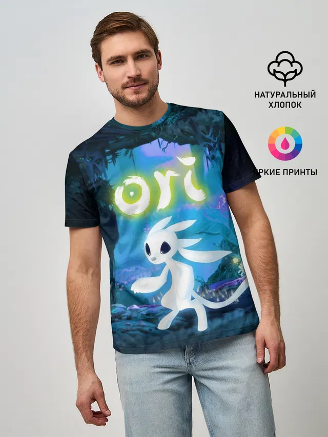 Мужская базовая футболка с принтом «Ori»