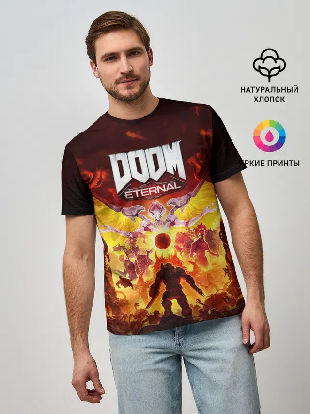 Мужская базовая футболка с принтом «Дум — DOOM Eternal»