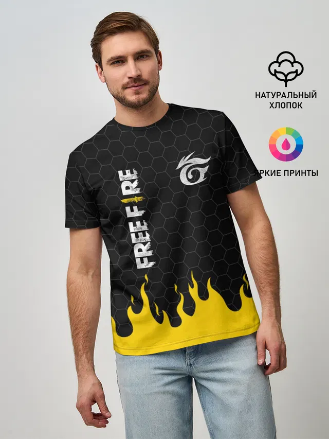 Мужская базовая футболка с принтом «Flame»