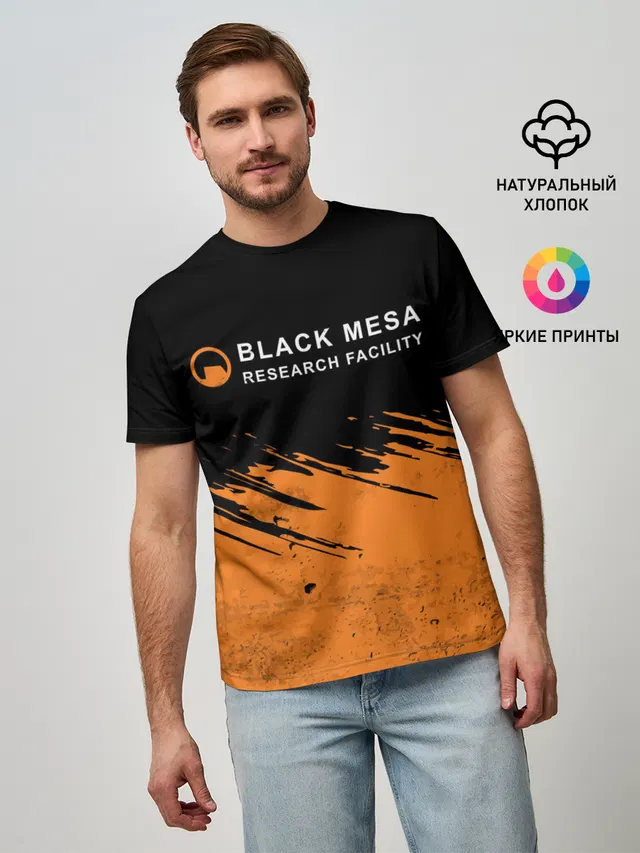 Мужская базовая футболка с принтом «Half-Life — BLACK MESA»