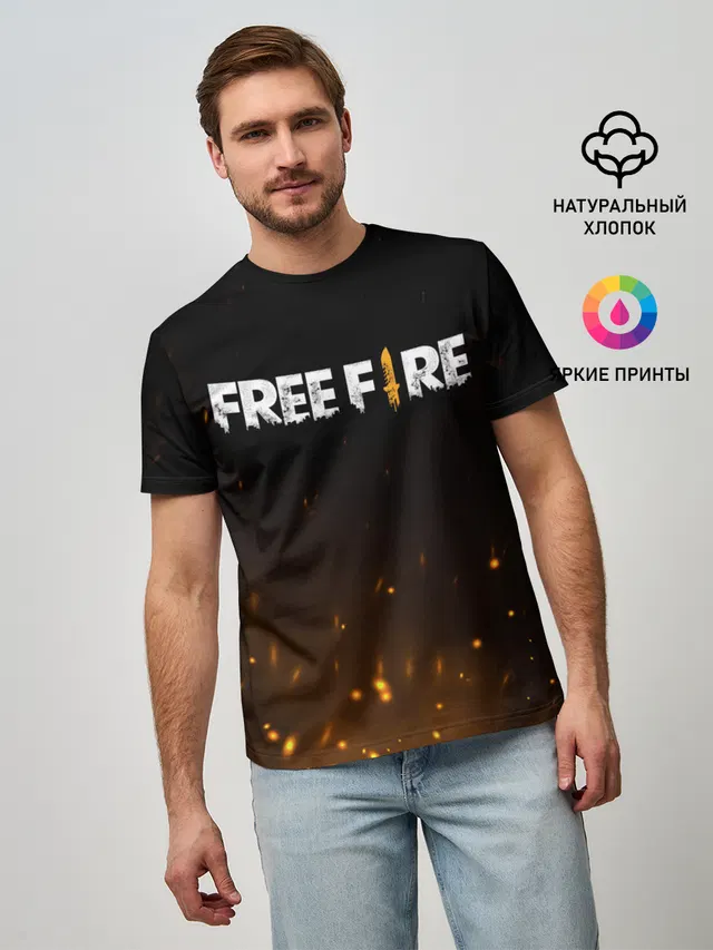 Мужская базовая футболка с принтом «Embers — FREE FIRE»