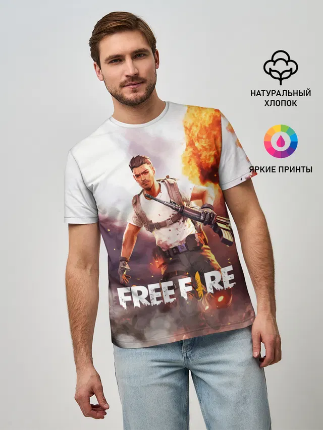 Мужская базовая футболка с принтом «explosion — FREE FIRE»