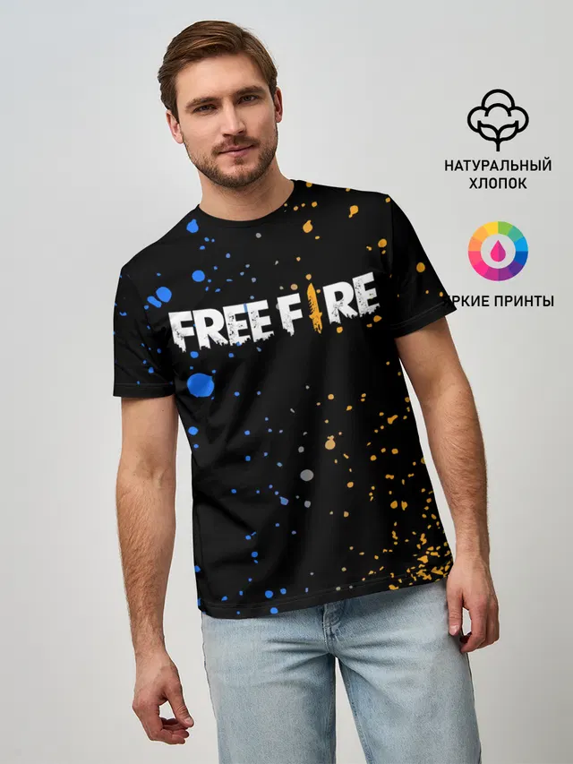 Мужская базовая футболка с принтом «Фри Файер — FREE FIRE»