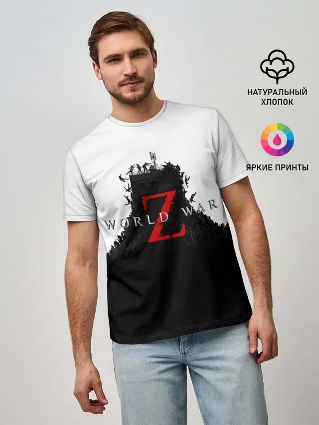 Мужская базовая футболка с принтом «World WAR Z»