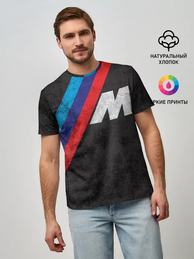 Мужская базовая футболка с принтом «BMW»
