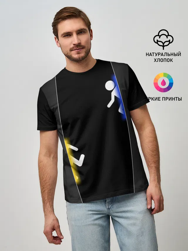 Мужская базовая футболка с принтом «Stick figure»
