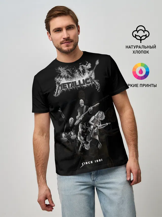 Мужская базовая футболка с принтом «Metallica»