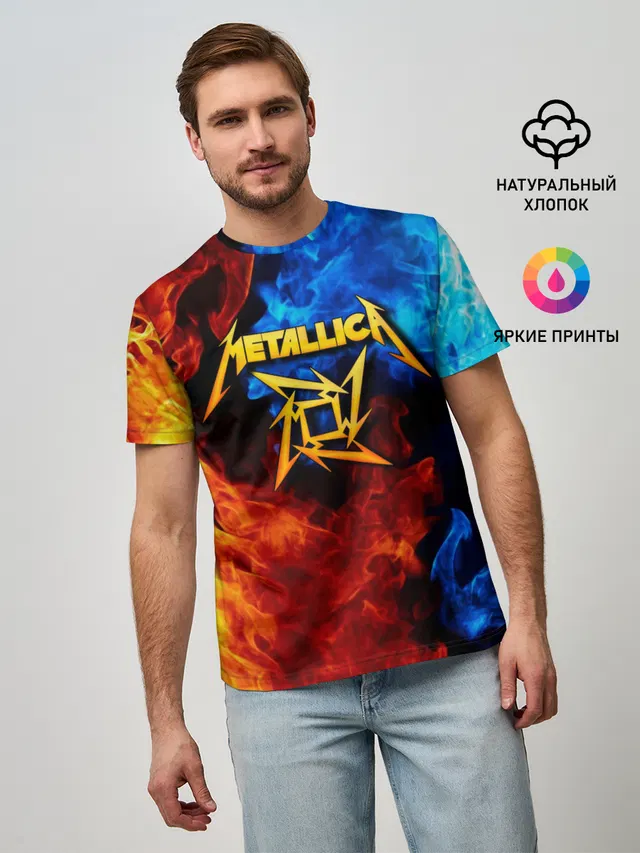 Мужская базовая футболка с принтом «Metallica»