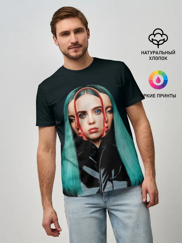 Мужская базовая футболка с принтом «Billie Eilish»