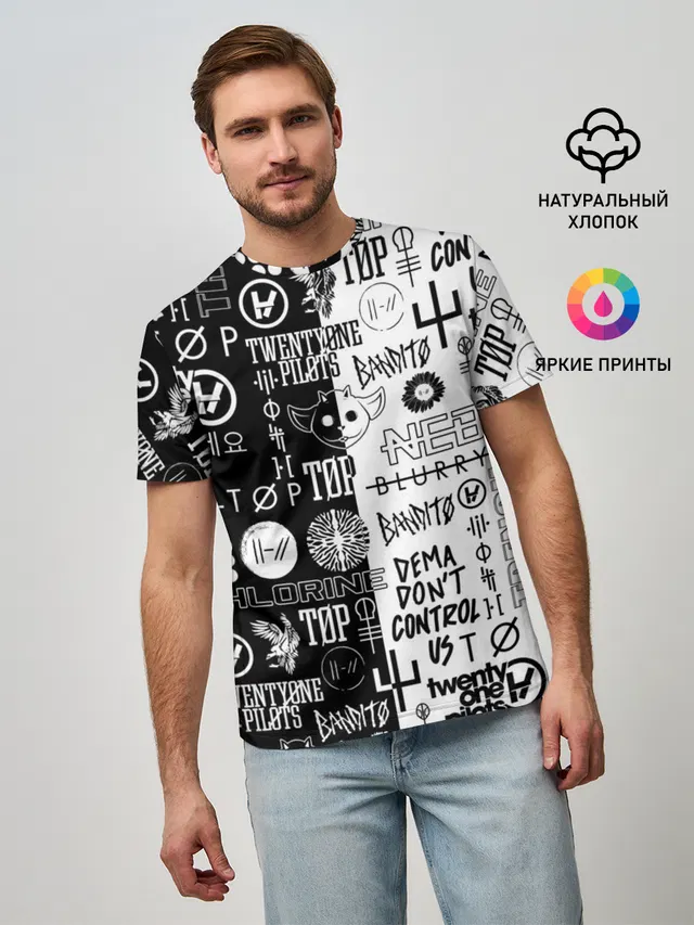 Мужская базовая футболка с принтом «Twenty One Pilots»