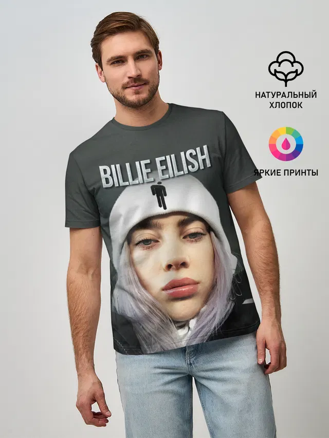 Мужская базовая футболка с принтом «Billie Eilish»