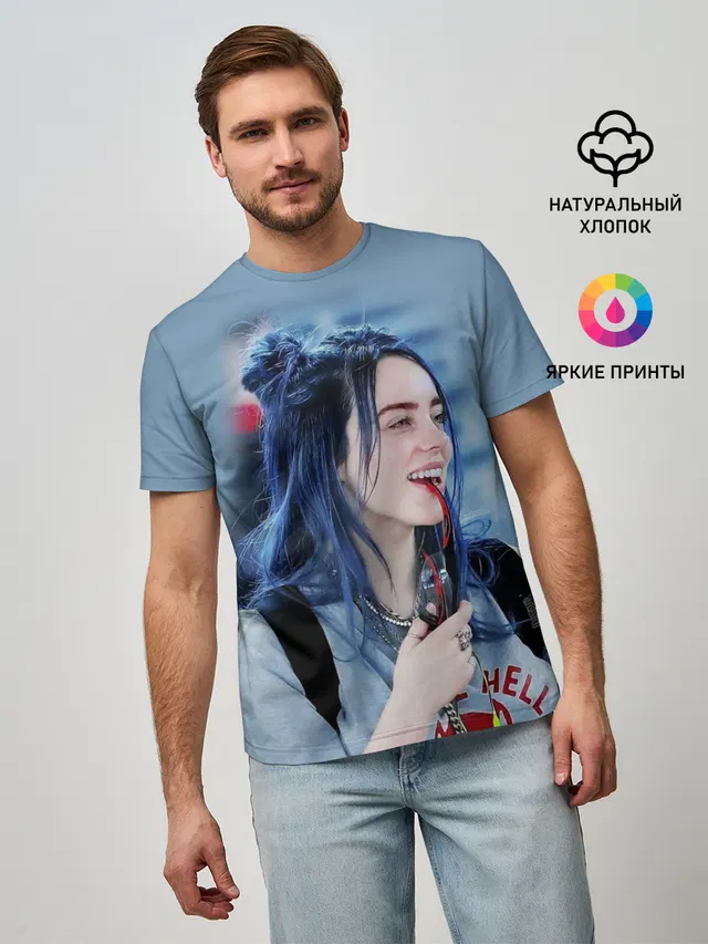 Мужская базовая футболка с принтом «Billie Eilish»