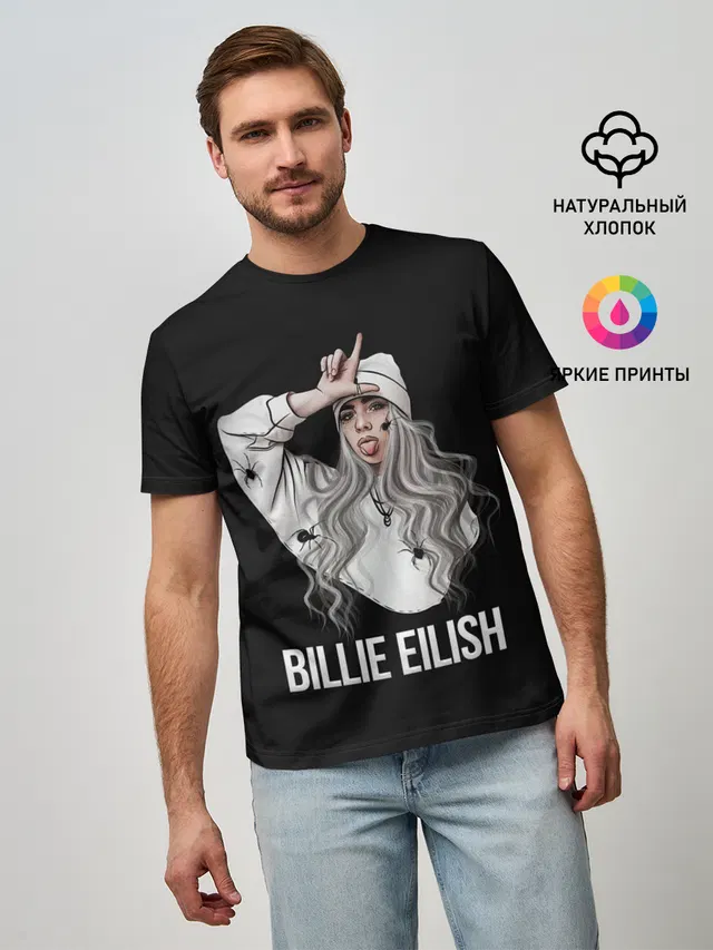 Мужская базовая футболка с принтом «Billie Eilish»