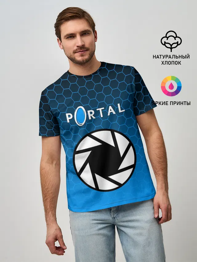 Мужская базовая футболка с принтом «Portal»
