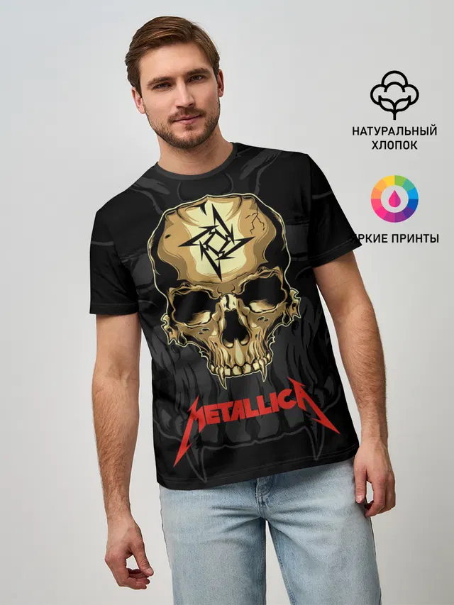 Мужская базовая футболка с принтом «Metallica»