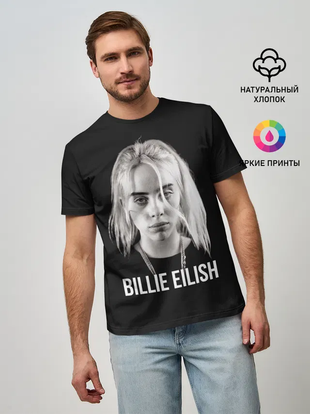 Мужская базовая футболка с принтом «Billie Eilish»