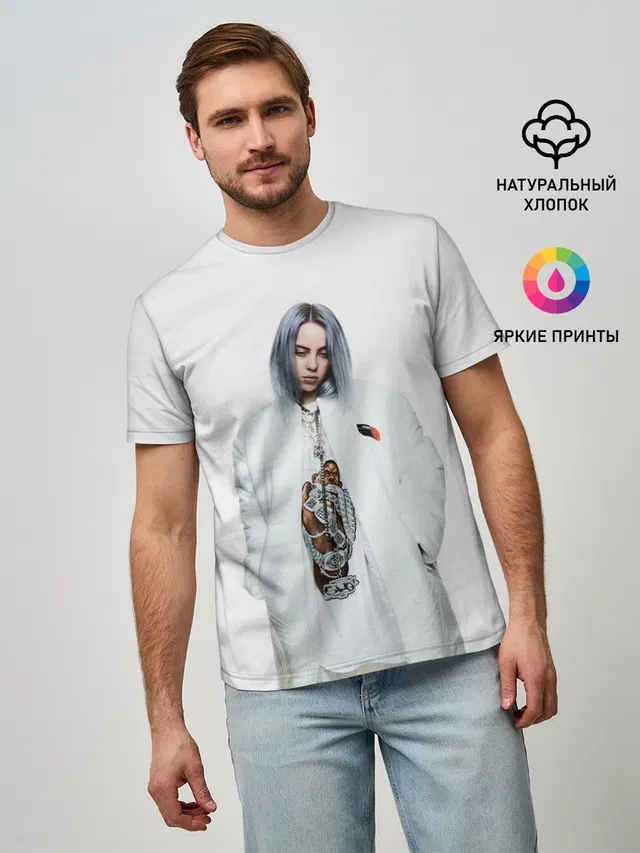 Мужская базовая футболка с принтом «Billie Eilish»