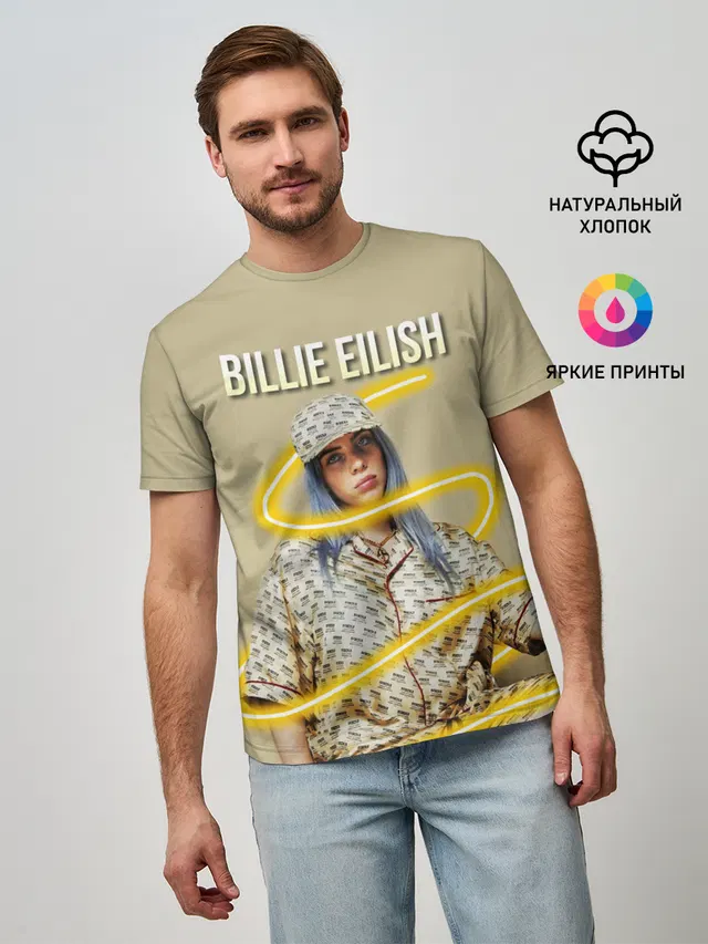 Мужская базовая футболка с принтом «Billie Eilish»