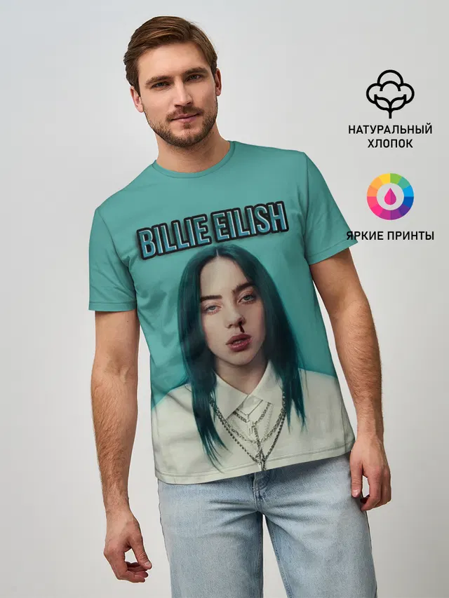 Мужская базовая футболка с принтом «Billie Eilish»