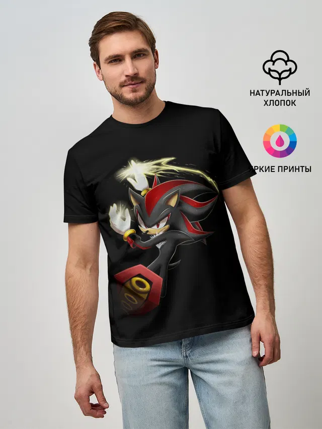 Мужская базовая футболка с принтом «Shadow the Hedgehog — Shadow»