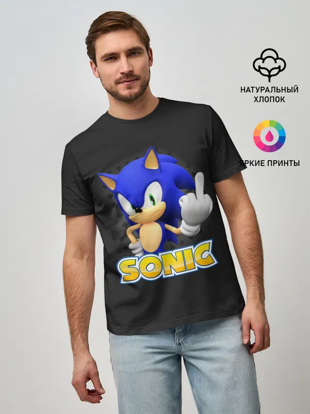 Мужская базовая футболка с принтом «Sonic the Hedgehog»