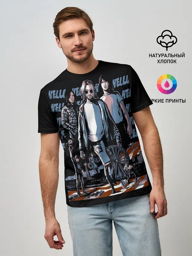 Мужская базовая футболка с принтом «Kurt Cobain — Nirvana»